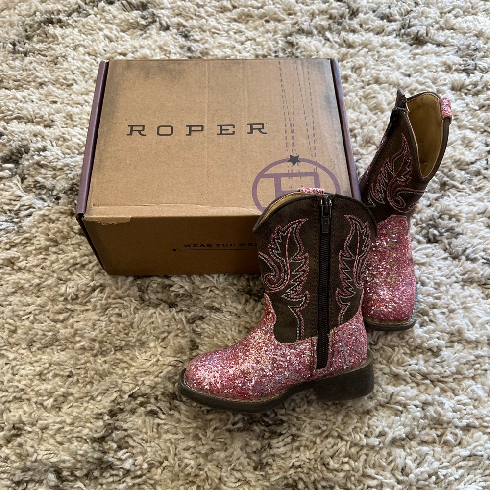 Roper Aztec pink glitter boots toddler 5